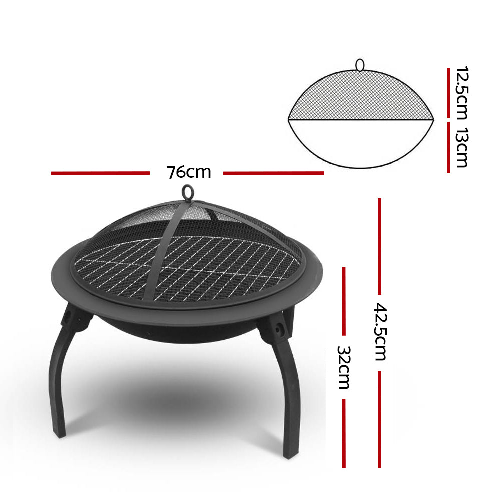 Coolaroo Portable 30" Fire Pit, BBQ, Charcoal, Grill Smoker